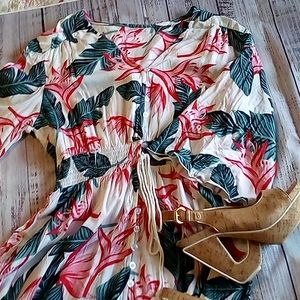 Rayon flower print dress. L